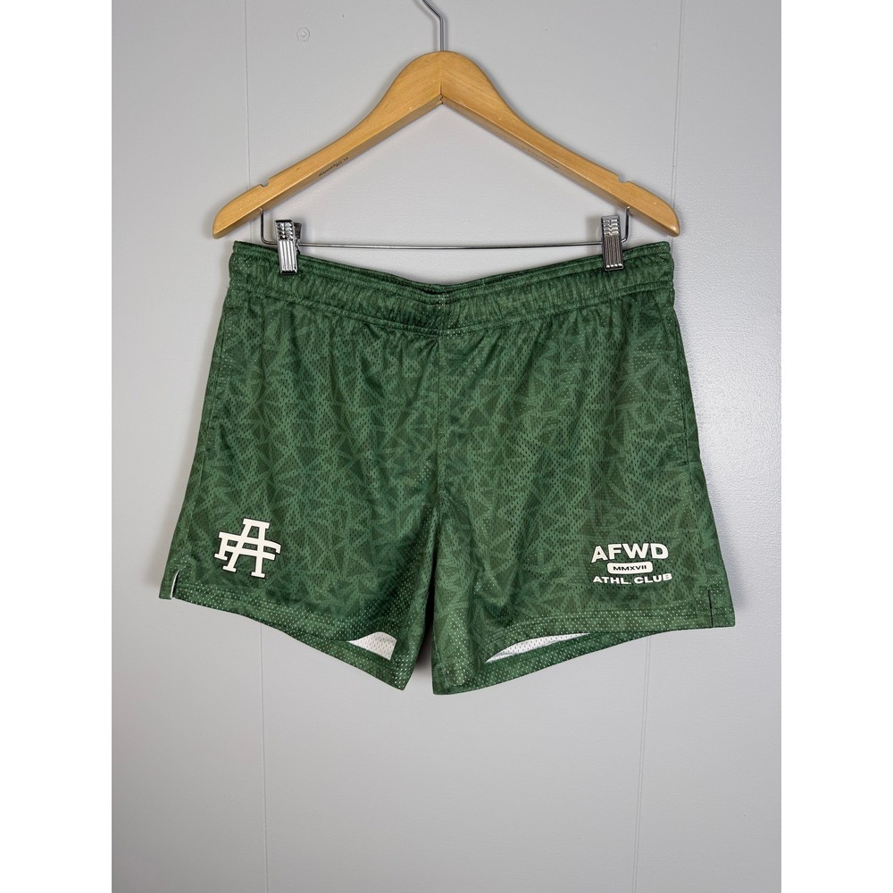 Alpha Forward AFWD Mesh Athletic Shorts Women Large Green Geometric Gym Sporty
